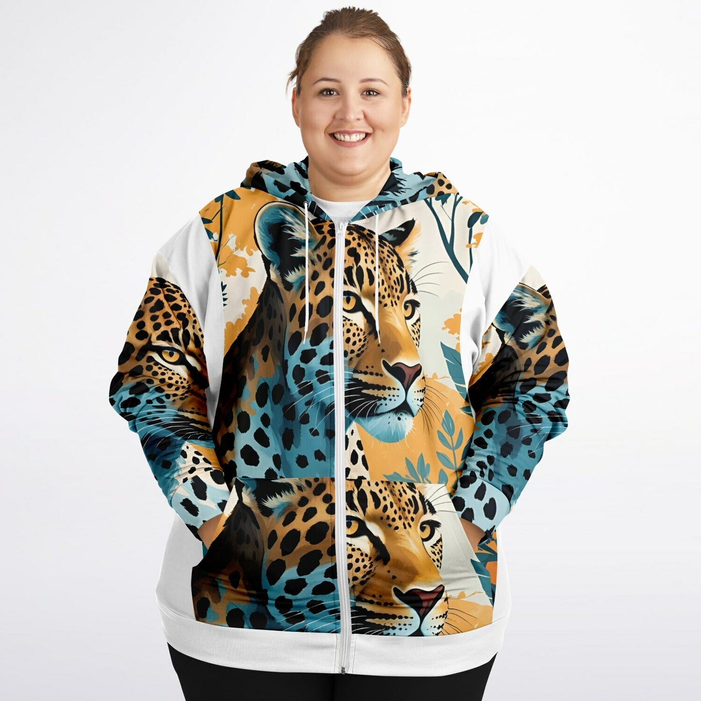 Bengal Tiger AOP Athletic Plus-Size Zip Hoodie – Bold & Stylish Performance Wear