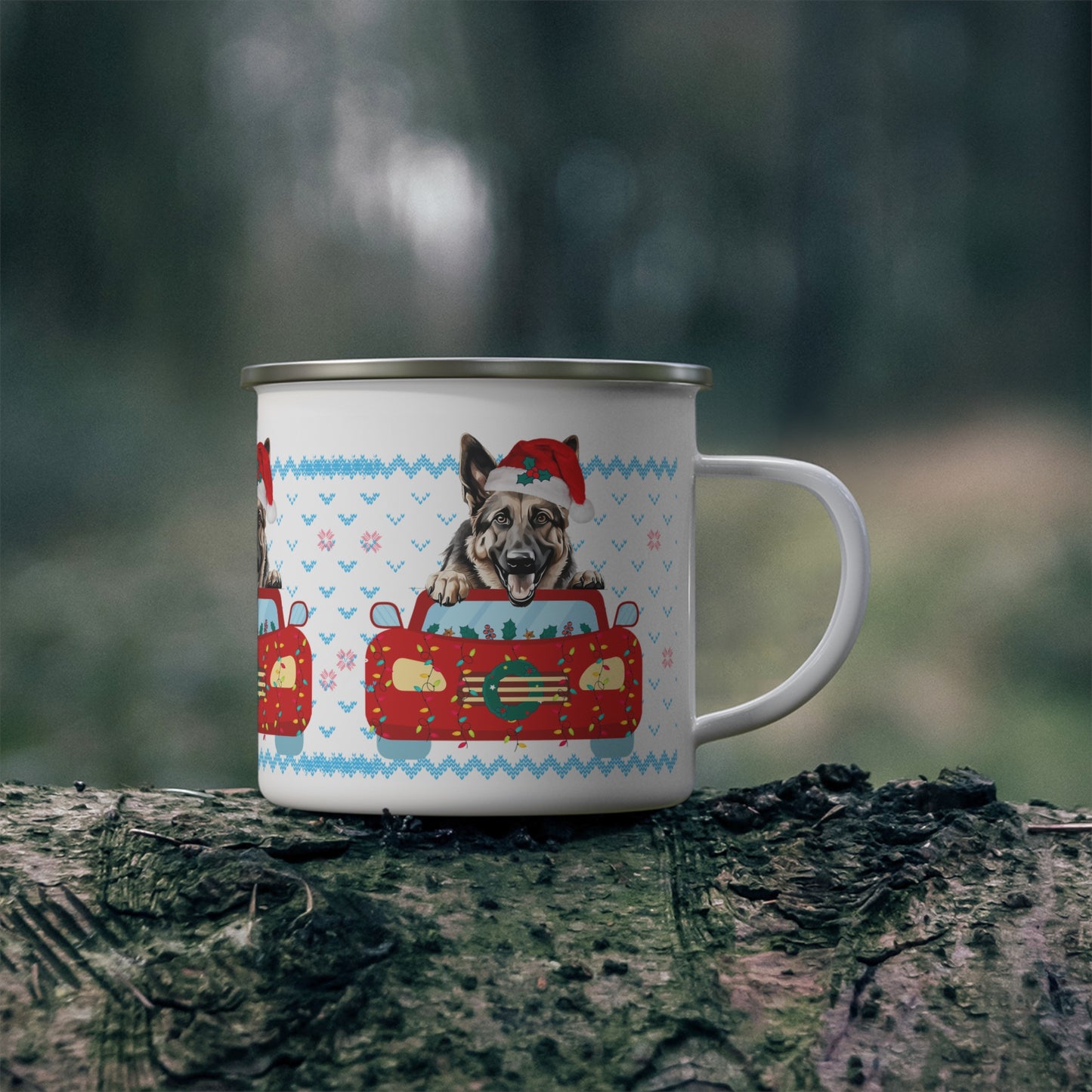Holiday Dog Christmas Enamel Camping Mug, Dog Lover Gift, Festive Camping Mug, Cute Pet Mug, Christmas Decor