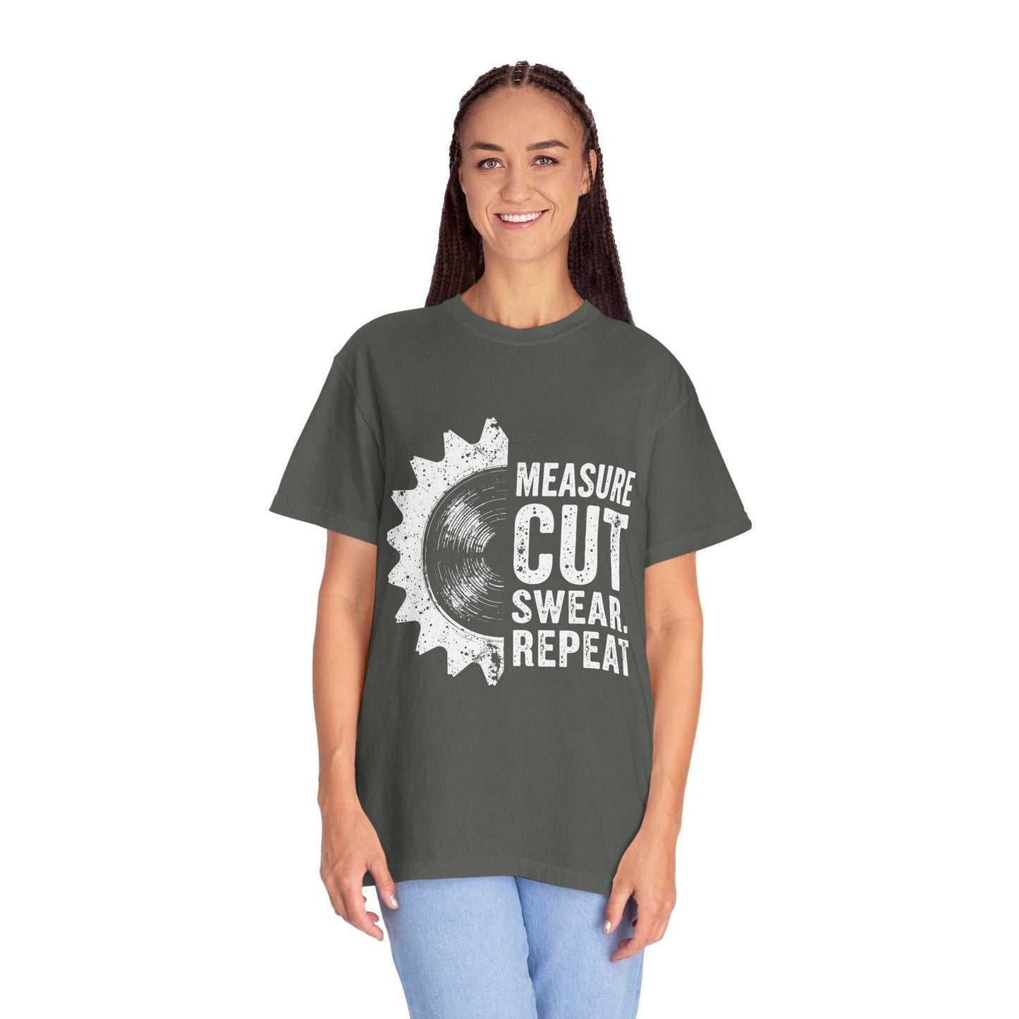 Unisex Garment-Dyed T-shirt featuring graphic design, Comfort Colors 1717, relaxed fit, ring-spun cotton, dark color.