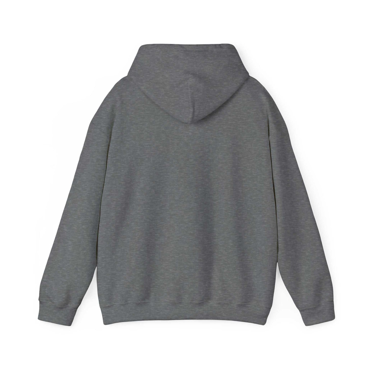 Unisex heavy blended sweatshirt in gray, featuring a hood and classic fit.