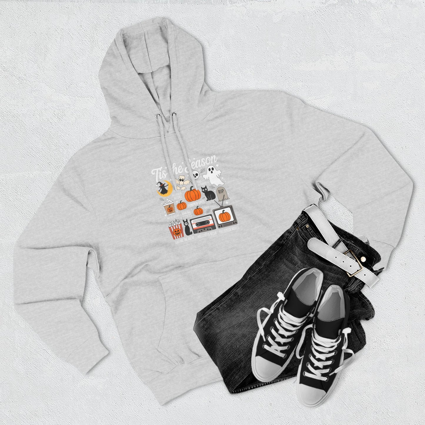 Halloween Three-Panel Fleece Hoodie, Cozy Fall Apparel, Spooky Season Sweatshirt, Ghostly Hoodie, Pumpkin Outfit - Toddcraft