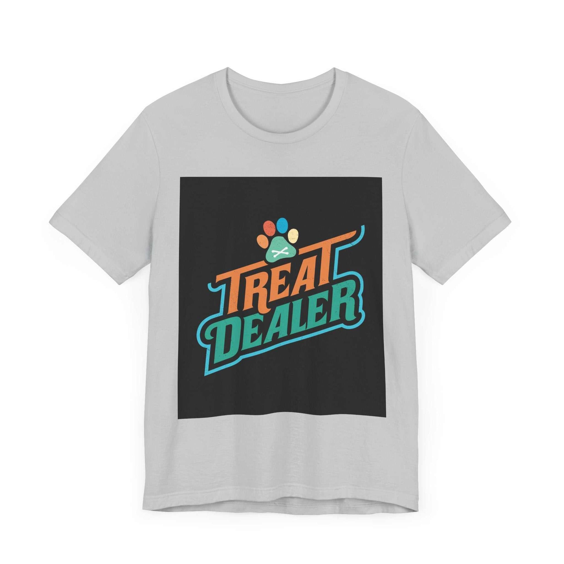 Unisex jersey short sleeve tee with "Treat Dealer" graphic design, soft cotton fabric.