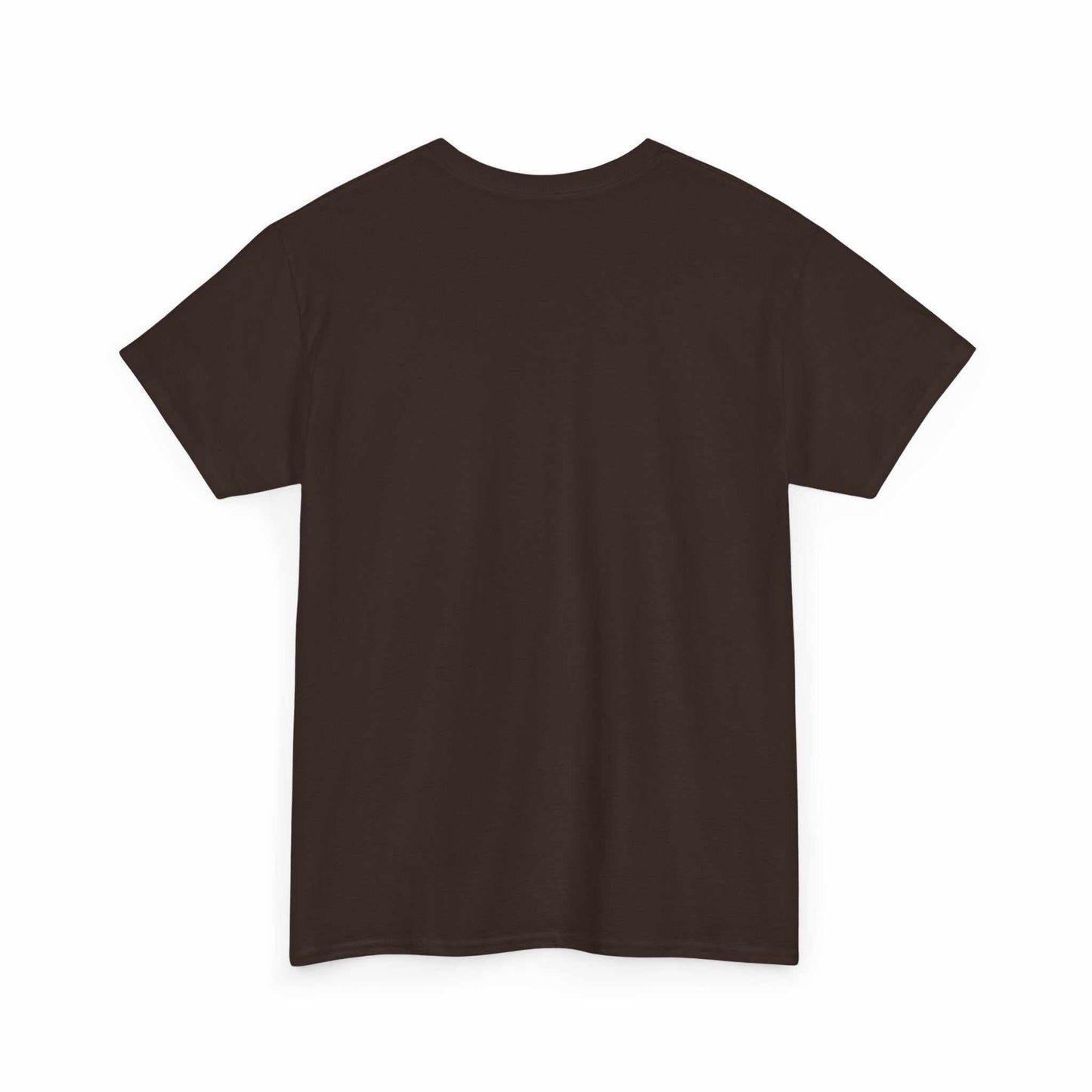 Unisex heavy cotton tee in brown, featuring durable crew neckline and classic fit, made with 100% US-sourced cotton.