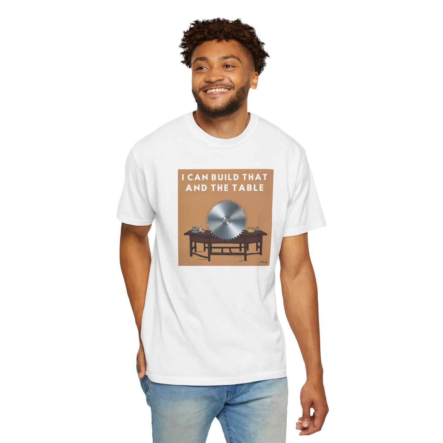 Unisex garment-dyed t-shirt, relaxed fit, 100% ring-spun cotton, white color.