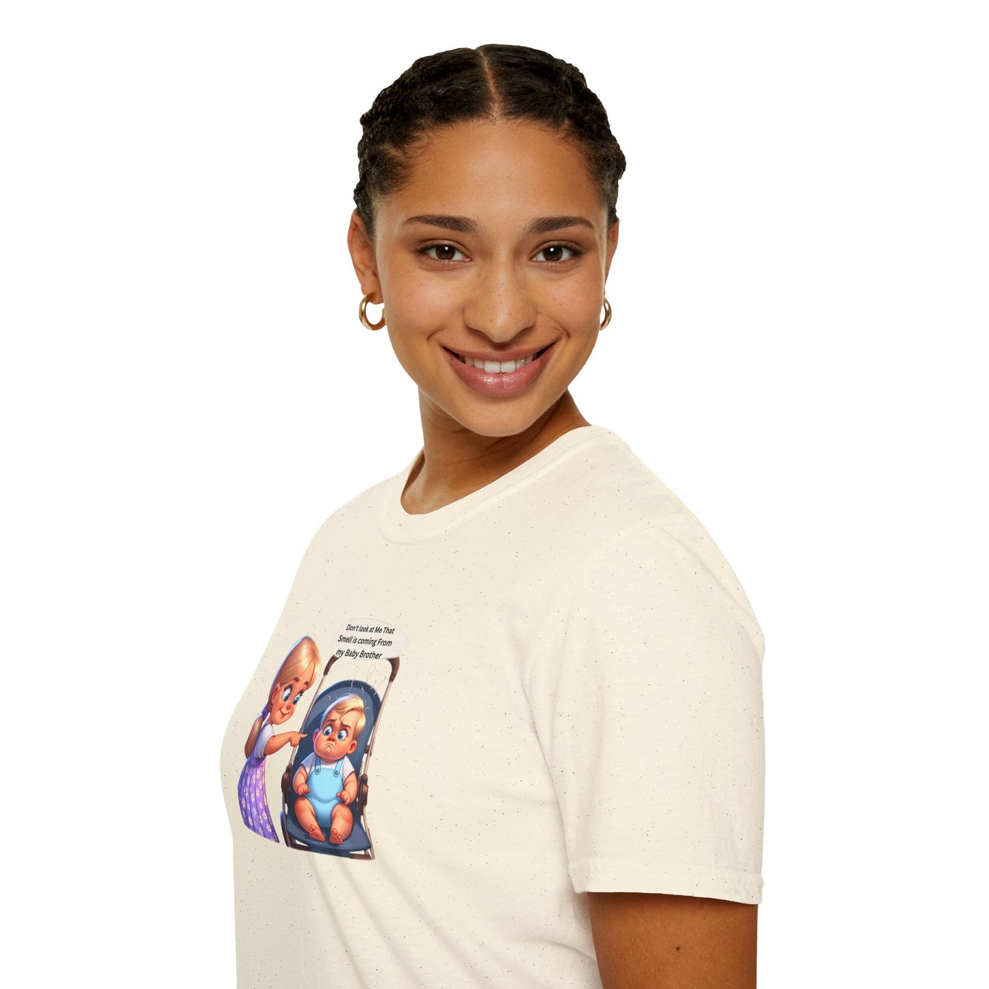 Unisex Softstyle T-Shirt worn by model, showcasing casual comfort and soft materials.