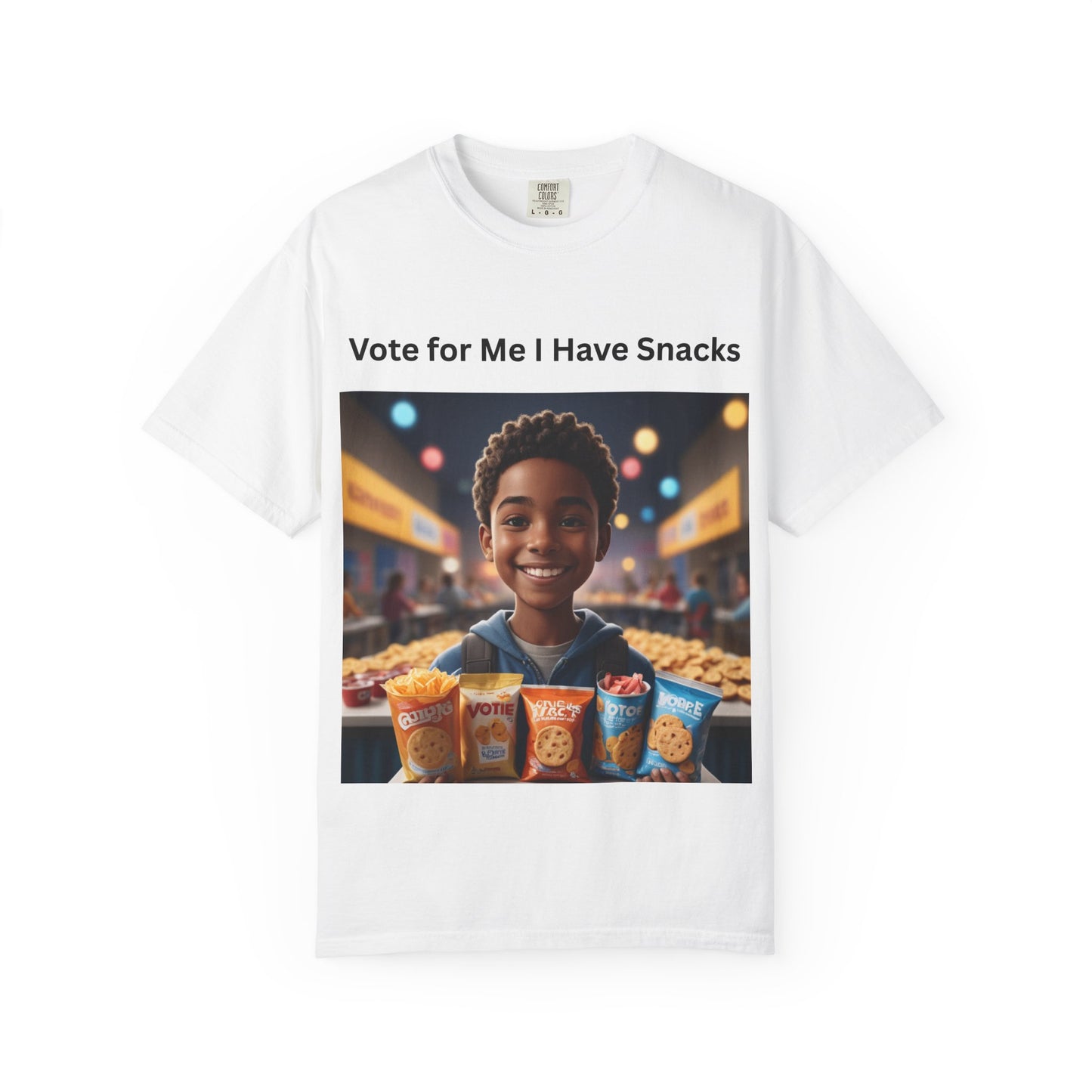 Vote for Me I Have Snacks T-Shirt | Fun Casual Wear, Gift for Snack Lovers, Election Humor Tee, Unisex Graphic Shirt