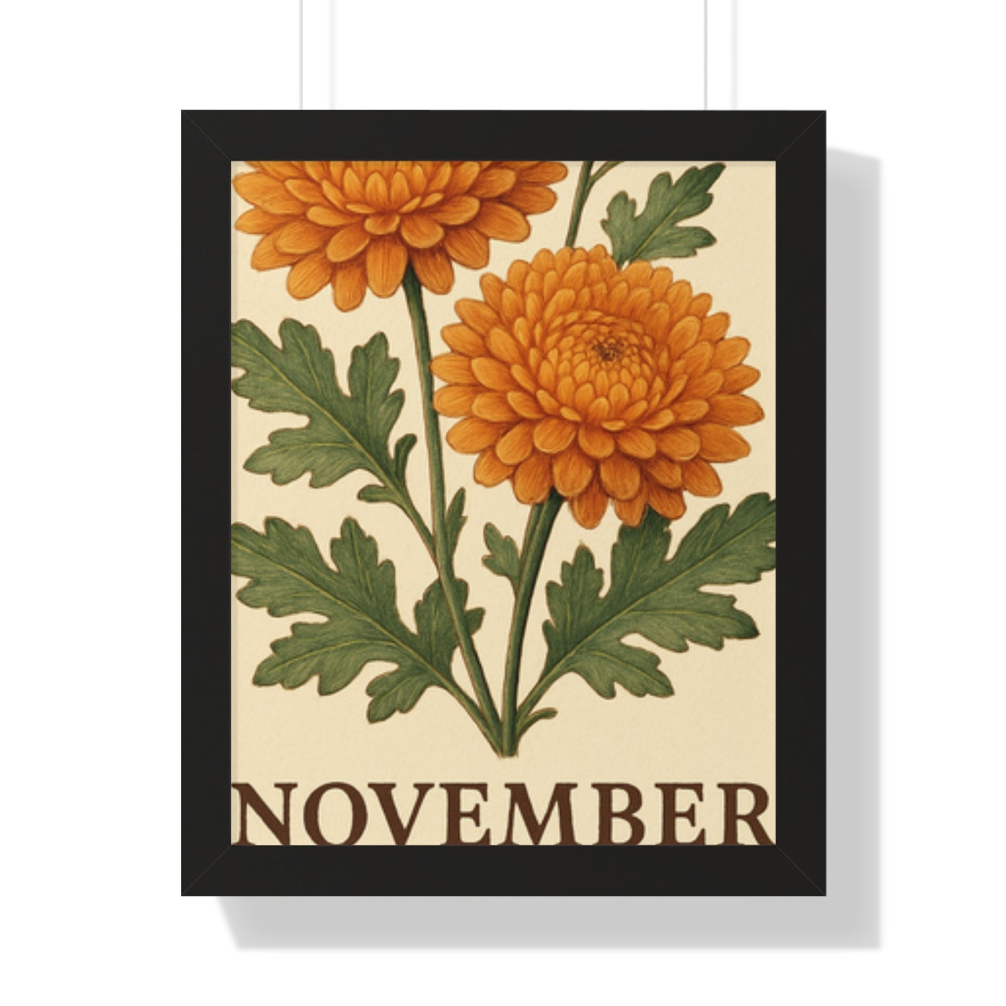 November Floral Framed Poster - Botanical Wall Art Print
