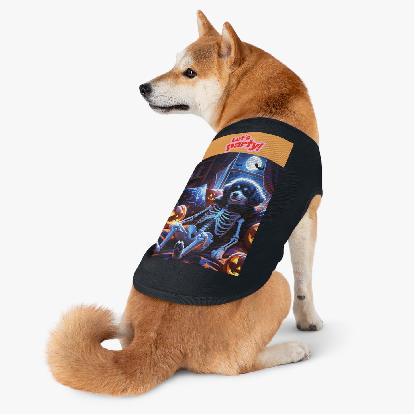 Halloween Pet Tank Top, Let's Party Dog Shirt, Pet Costume, Dog Apparel, Pet Outfit for Parties, Halloween Pet Gear