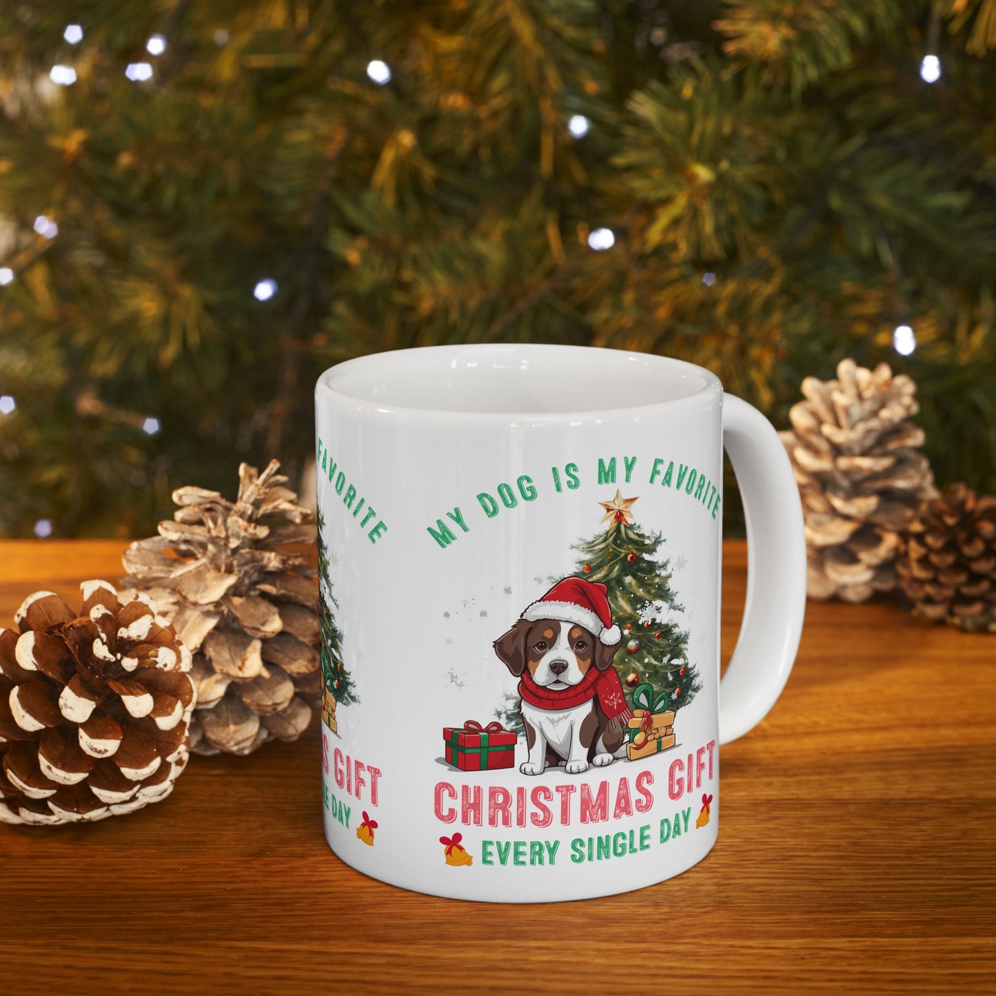 Festive Dog Lover's Mug | Christmas Gift, Dog Mom Cup, Cute Holiday Mug, Pet Lover Coffee Cup, Personalized Pet Gifts