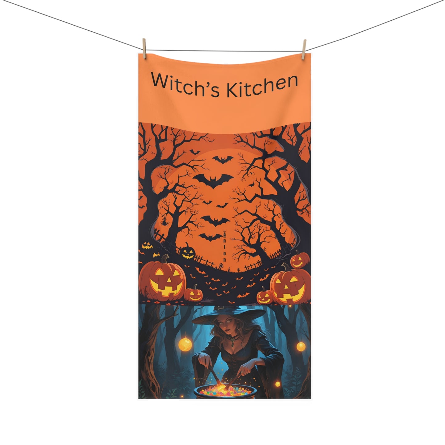Halloween Kitchen Towel, Witch's Kitchen Decor, Spooky Cooking Towel, Fall Kitchen Accessories, Pumpkin Themed Towel