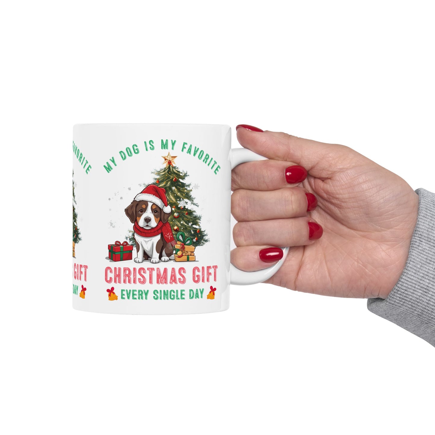 Festive Dog Lover's Mug | Christmas Gift, Dog Mom Cup, Cute Holiday Mug, Pet Lover Coffee Cup, Personalized Pet Gifts