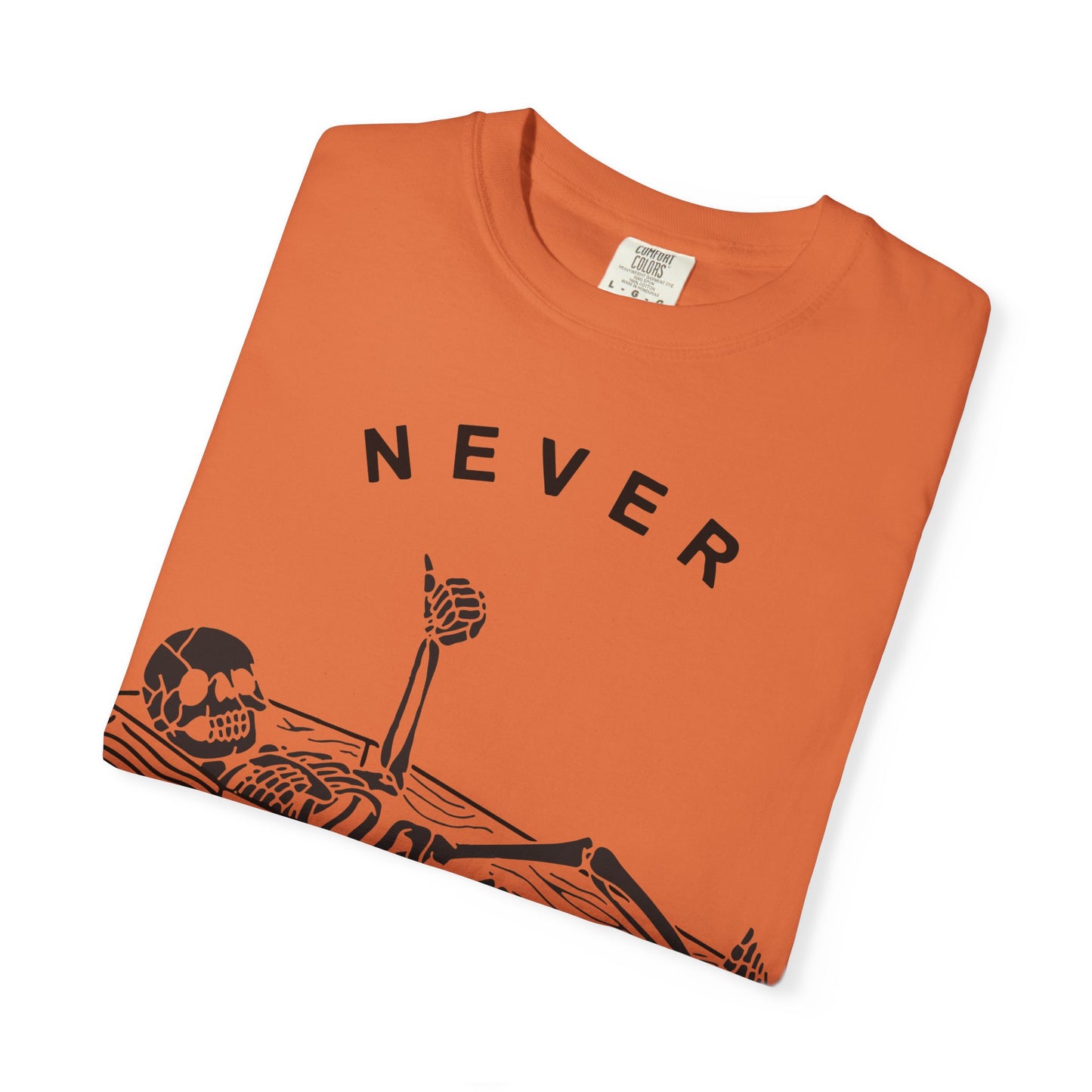 Halloween t-shirts never better skeleton giving a thumbs up in a casket