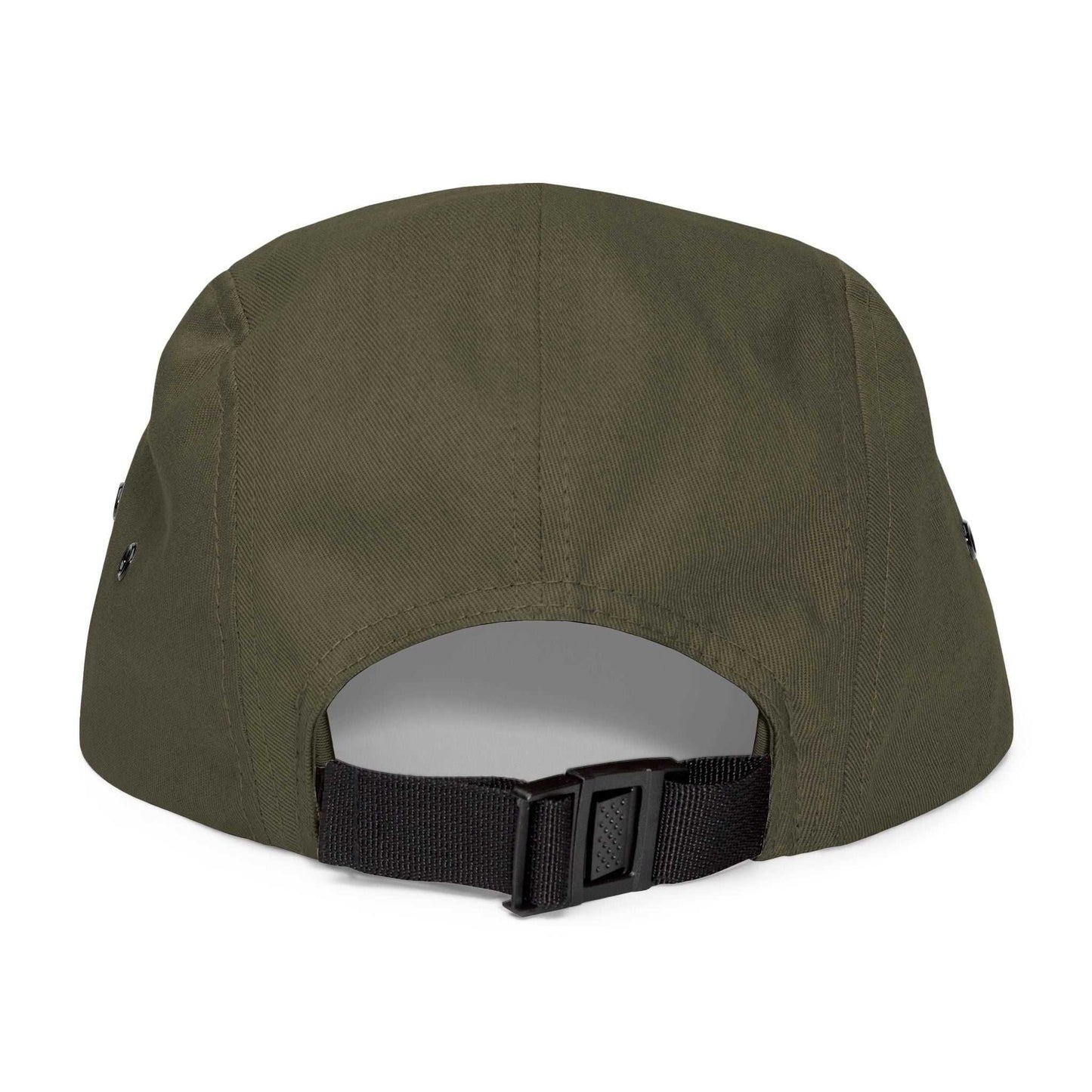 Dog Lovers 5 Panel Cap with 'Life's Better with Dogs' embroidery, showcasing adjustable nylon strap and metal eyelets, perfect for outdoor enthusiasts.