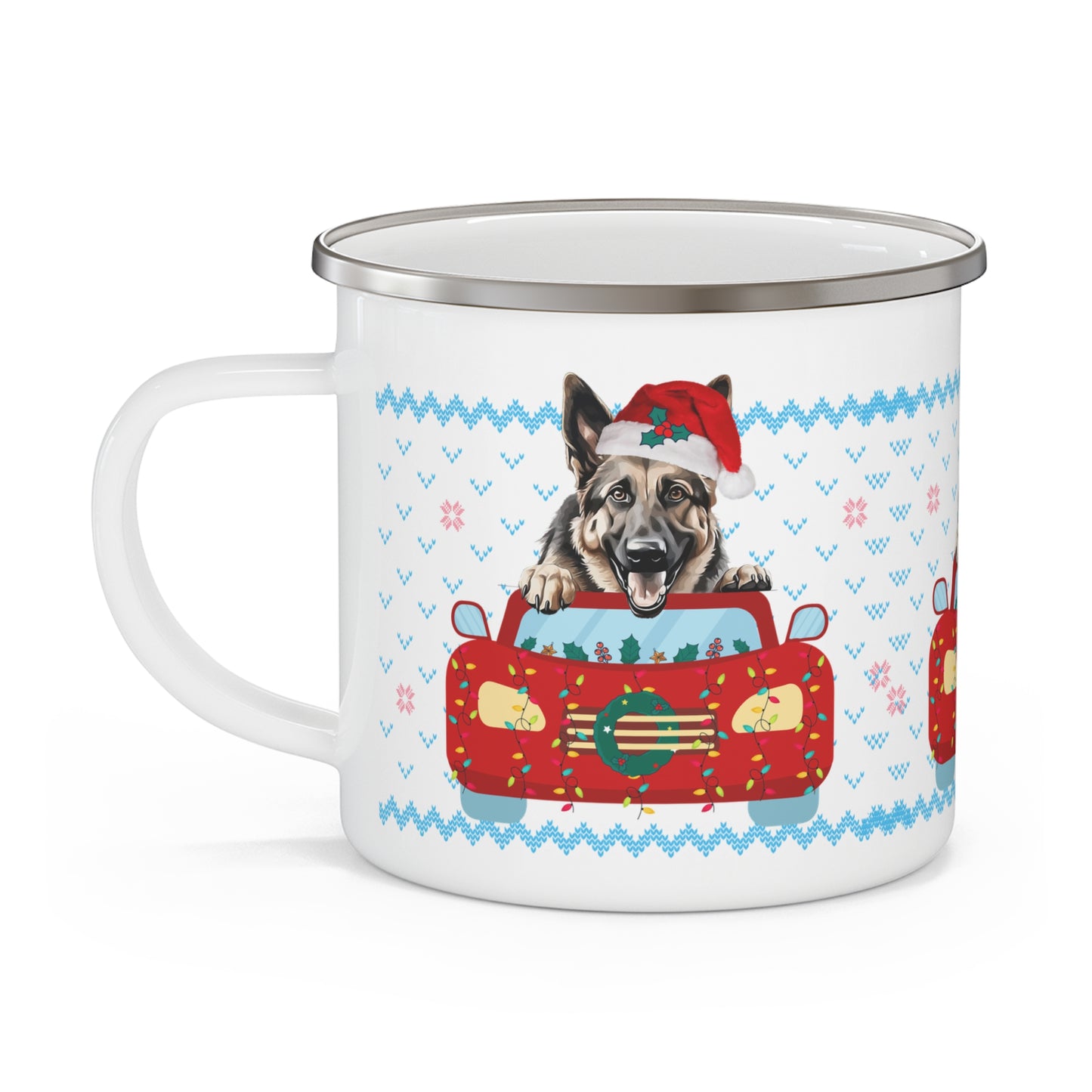Holiday Dog Christmas Enamel Camping Mug, Dog Lover Gift, Festive Camping Mug, Cute Pet Mug, Christmas Decor