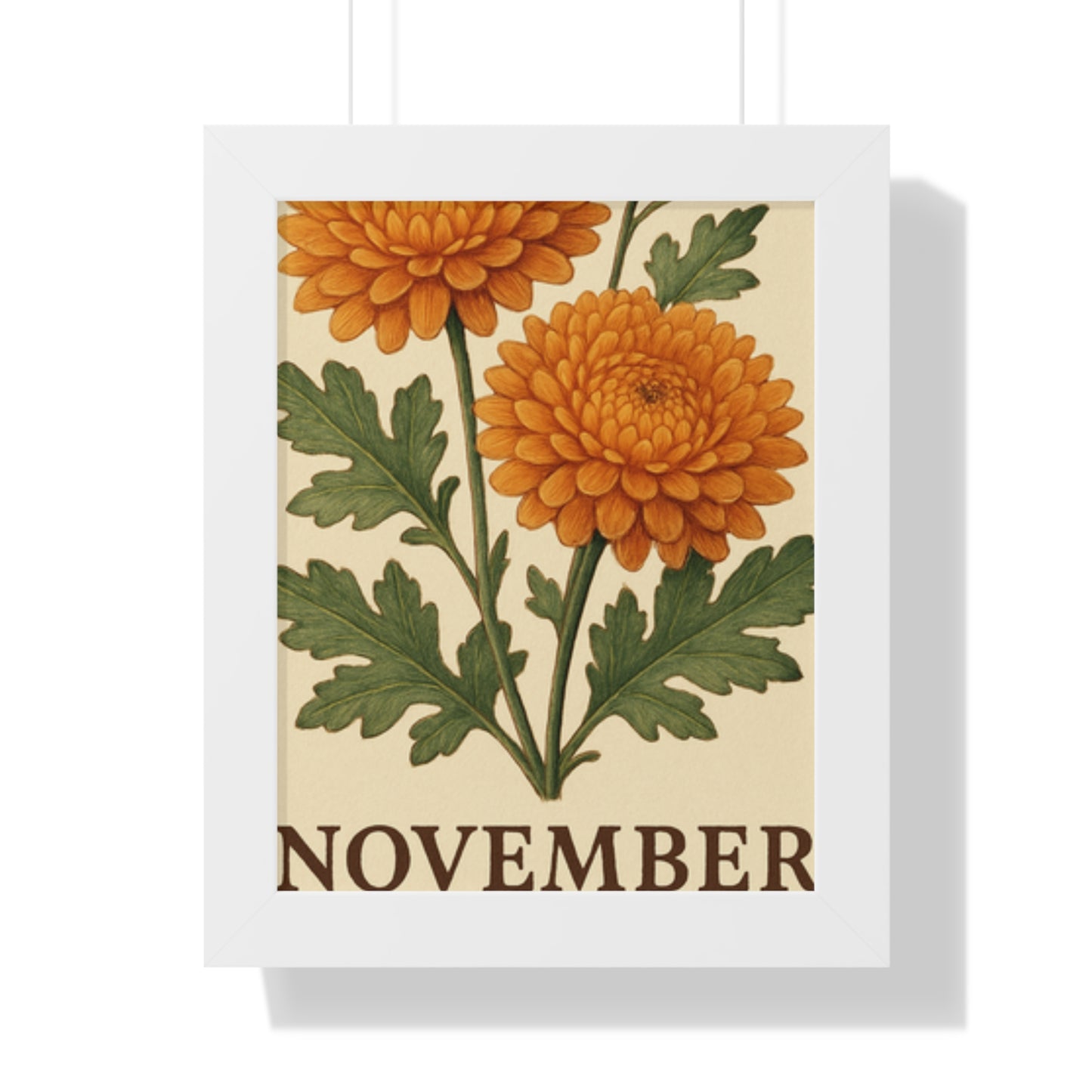 November Floral Framed Poster - Botanical Wall Art Print