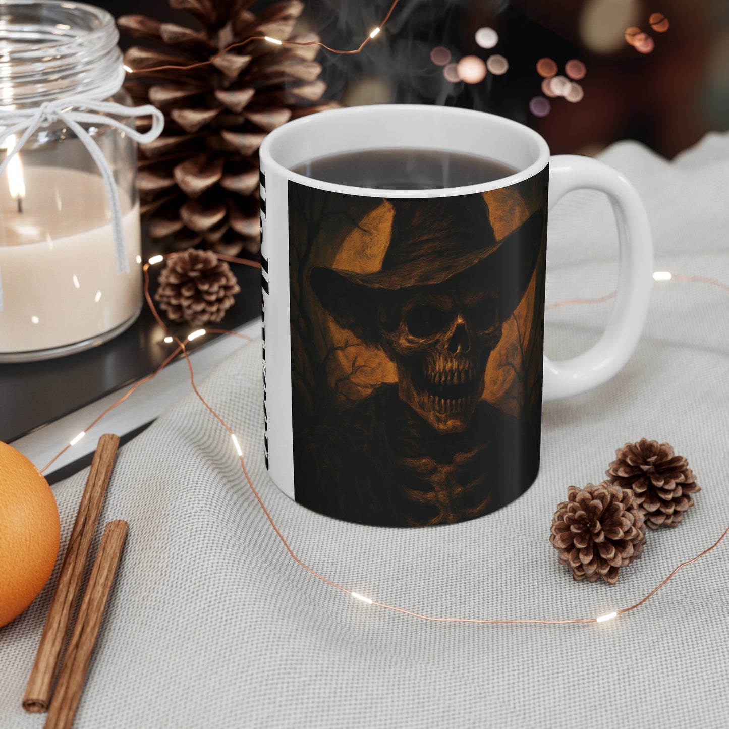 Halloween Skeleton Mug | Spooky Coffee Cup | 11oz Halloween Drinkware | Gothic Home Decor | Perfect for Trick or Treat
