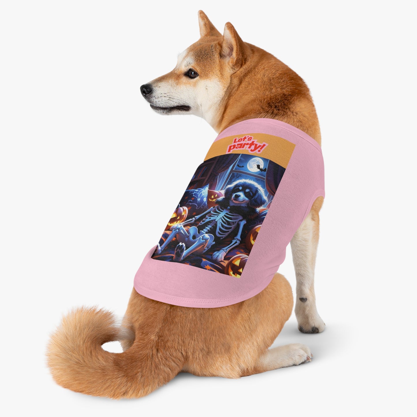 Halloween Pet Tank Top, Let's Party Dog Shirt, Pet Costume, Dog Apparel, Pet Outfit for Parties, Halloween Pet Gear