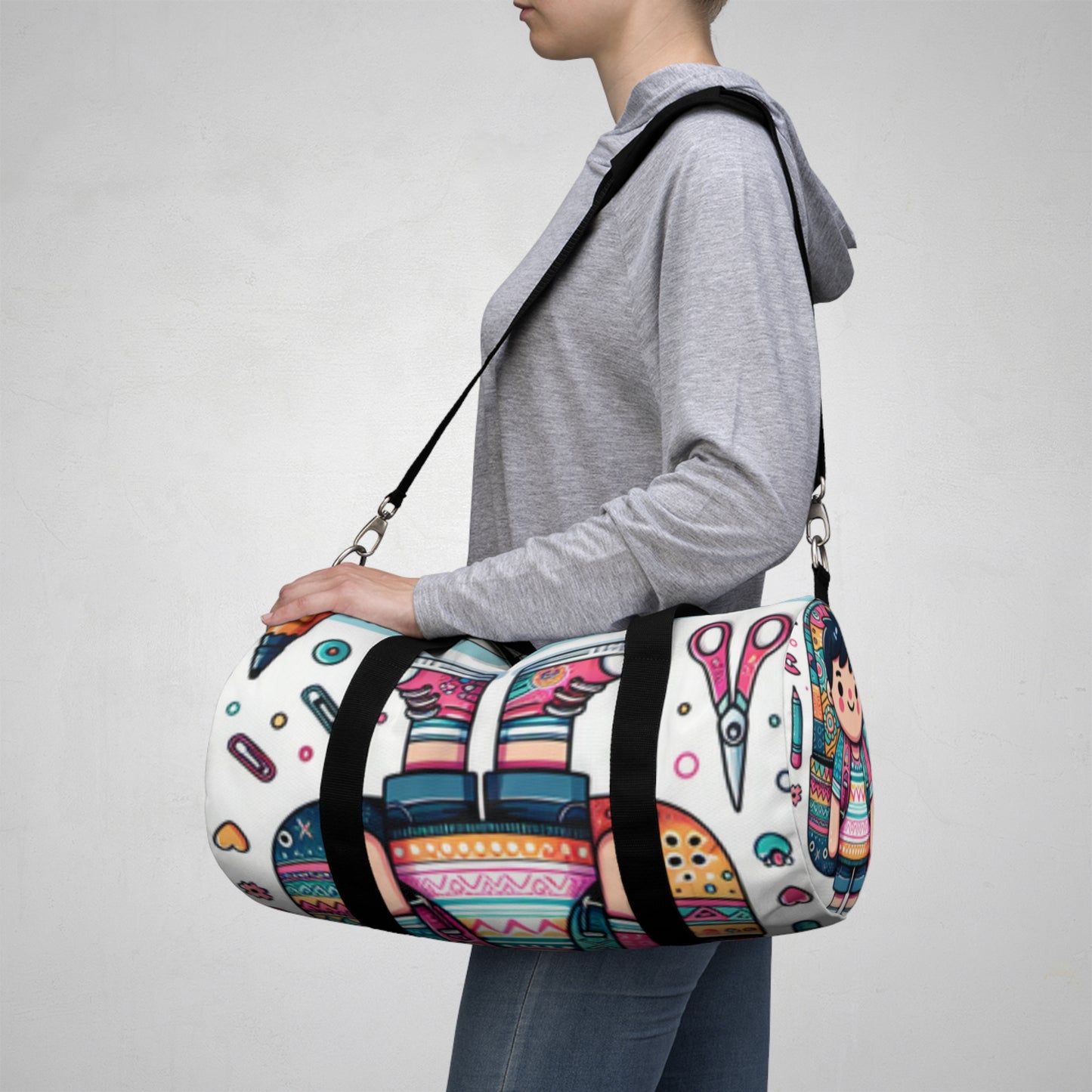 Cute Cartoon Duffel Bag, Gym Tote, Travel Luggage, Sports Bag, Weekender Bag, Fun Design