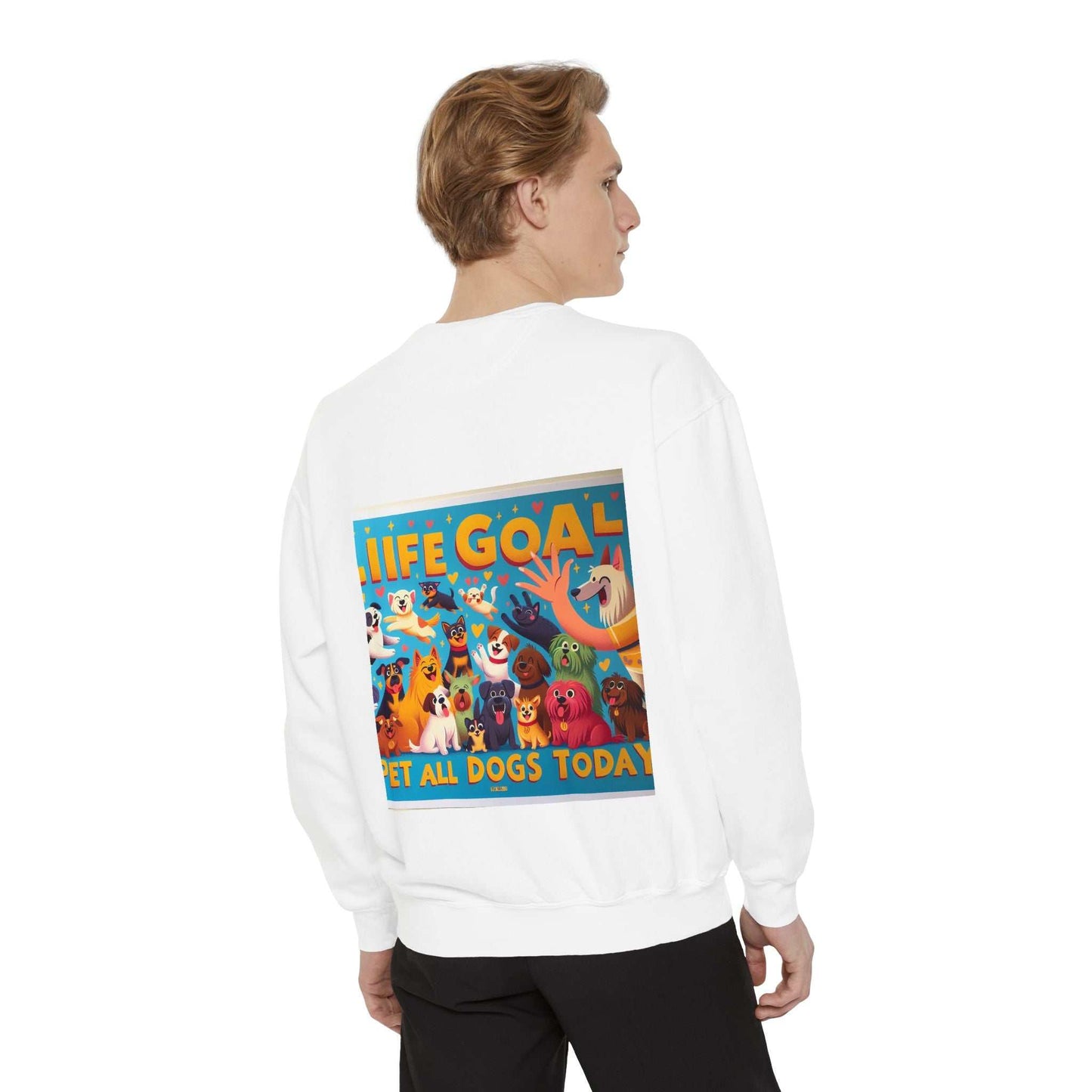 Unisex Life Goal Pet All Dogs Today Sweatshirt with colorful dog design, perfect for animal lovers.