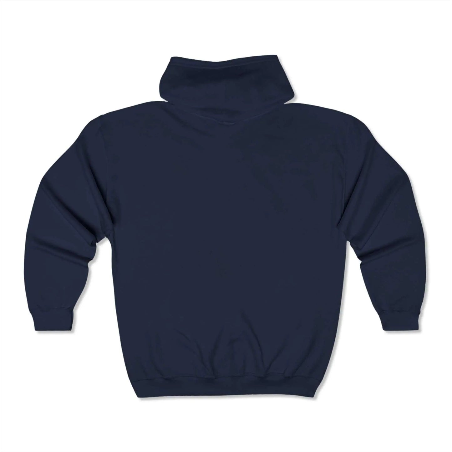 Unisex Heavy Blend™ Full Zip Hooded Sweatshirt, navy, back view.