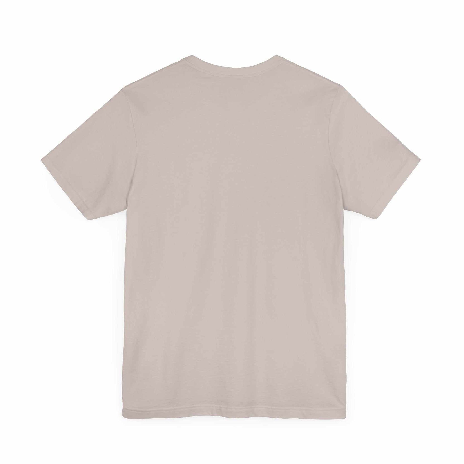 Unisex jersey short sleeve tee in soft, breathable fabric with ribbed knit collar.