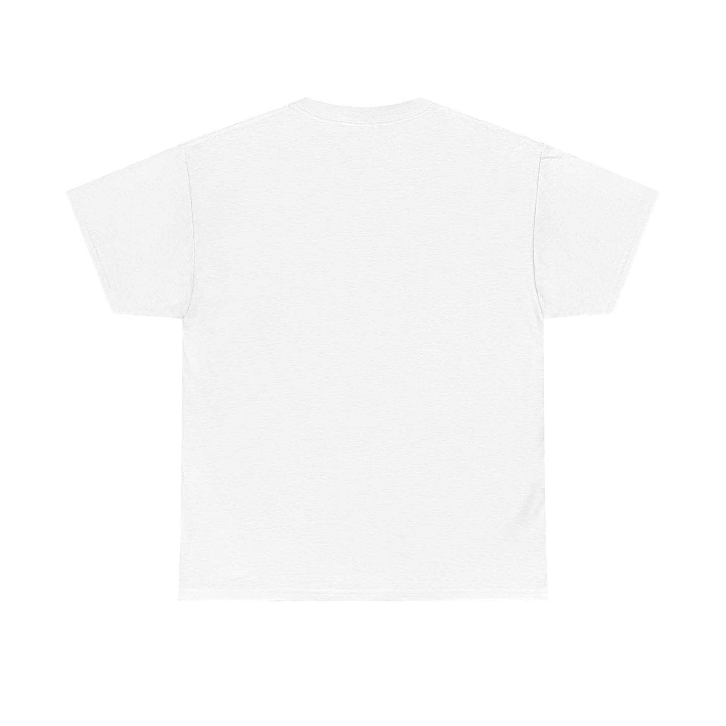 Unisex heavy cotton tee, white, classic fit, crew neckline, 100% US cotton.