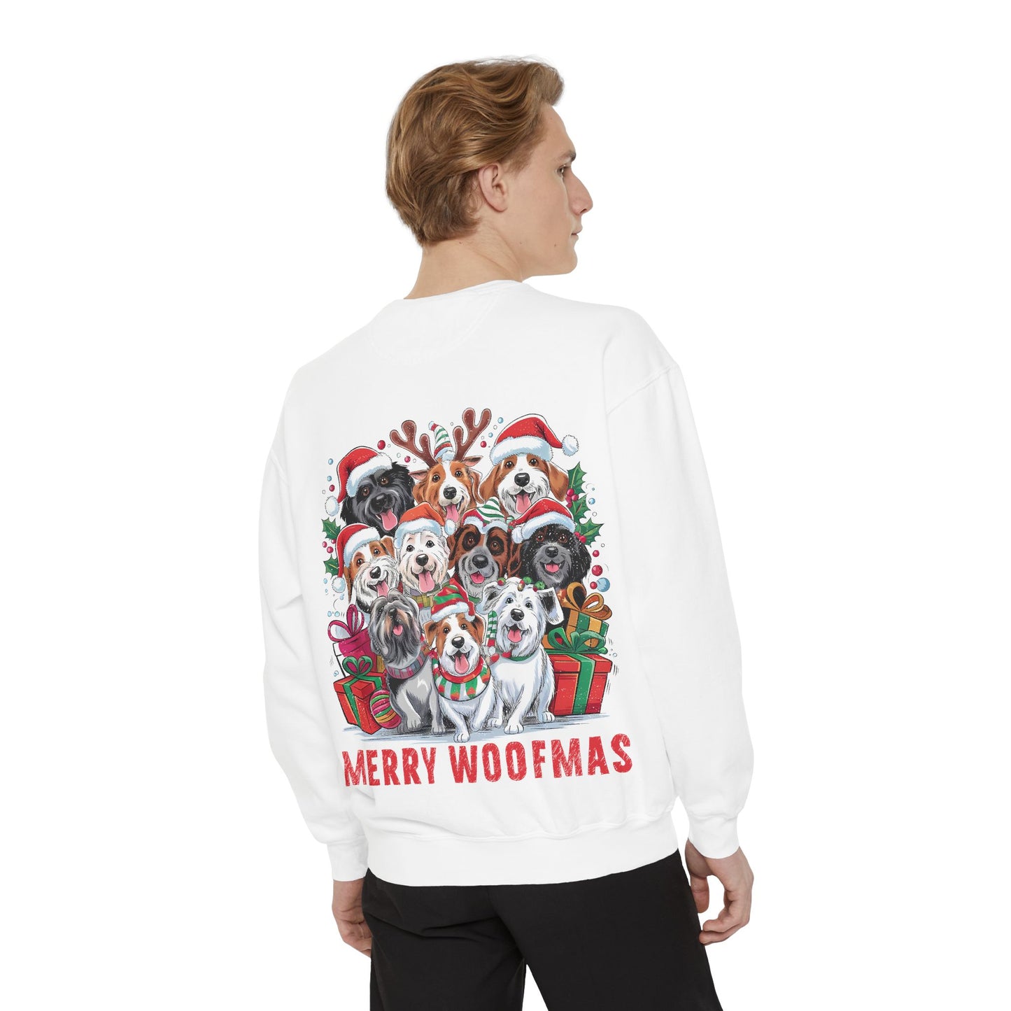 Festive Dog Sweatshirt, Merry Woofmas Sweatshirt, Unisex Holiday Clothing, Dog Lover Gift, Christmas Sweater, Cozy Winter Apparel