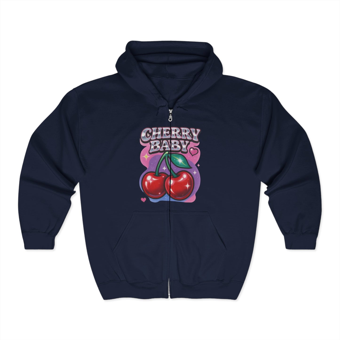 Cherry Baby Zip Hoodie, Cute Hooded Sweatshirt, Trendy Pullover, Pastel Cherry Design, Gift for Fruit Lovers, Sweet Fashion Layer