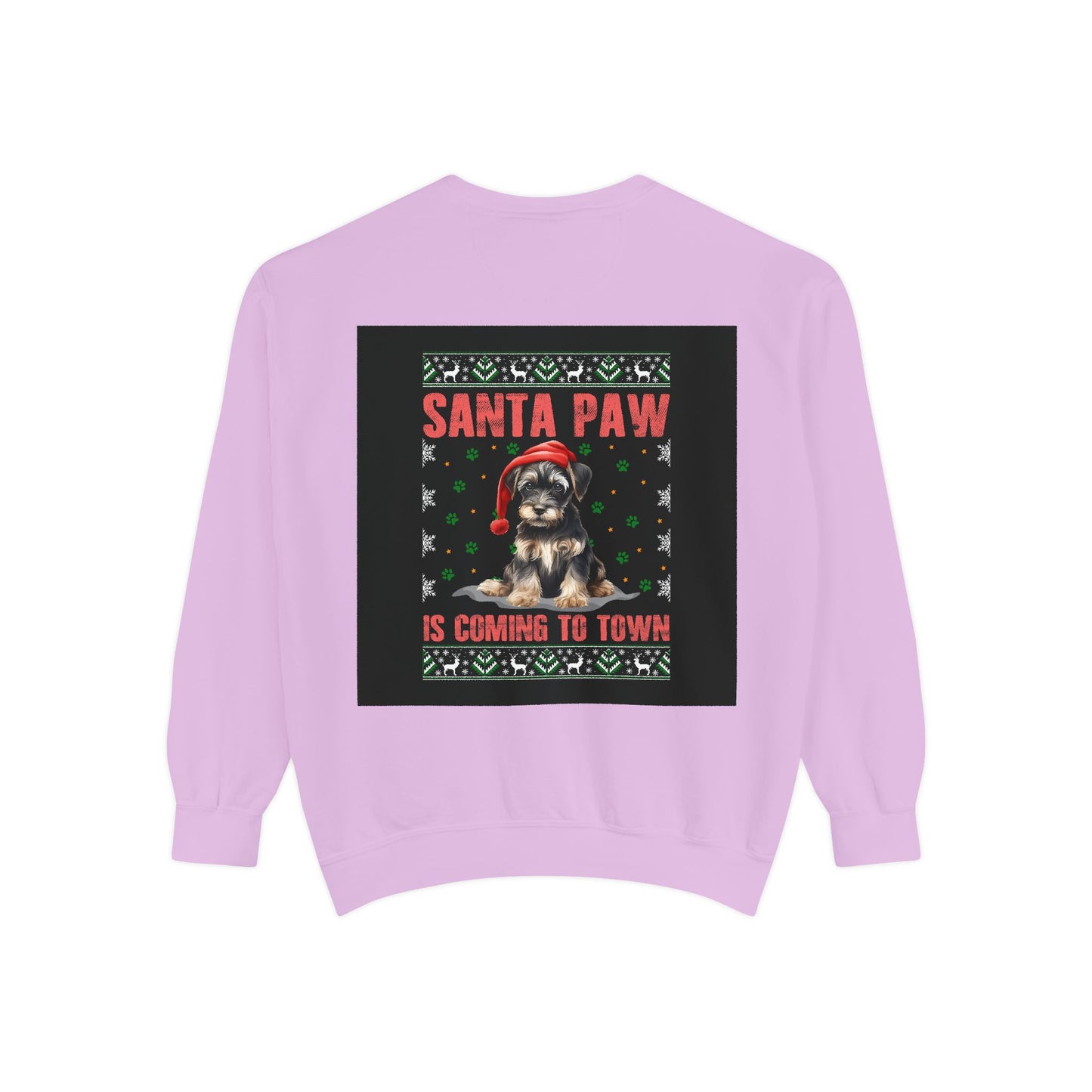 Santa Paw Unisex Garment-Dyed Sweatshirt, Cozy Holiday Gift, Dog Lover Apparel, Christmas Sweatshirt, Comfortable Layering