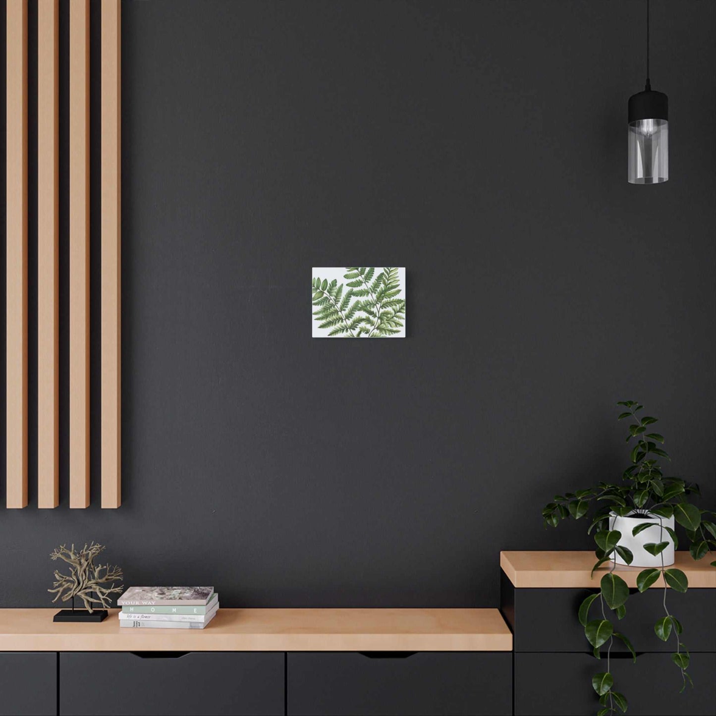 Matte canvas artwork on wall with radiata pine frame.
