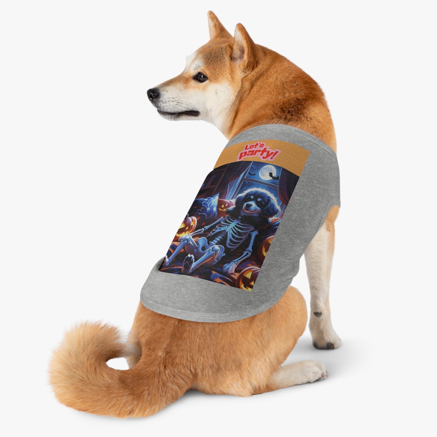 Halloween Pet Tank Top, Let's Party Dog Shirt, Pet Costume, Dog Apparel, Pet Outfit for Parties, Halloween Pet Gear