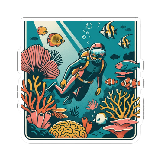 Scuba Diver Kiss-Cut Sticker