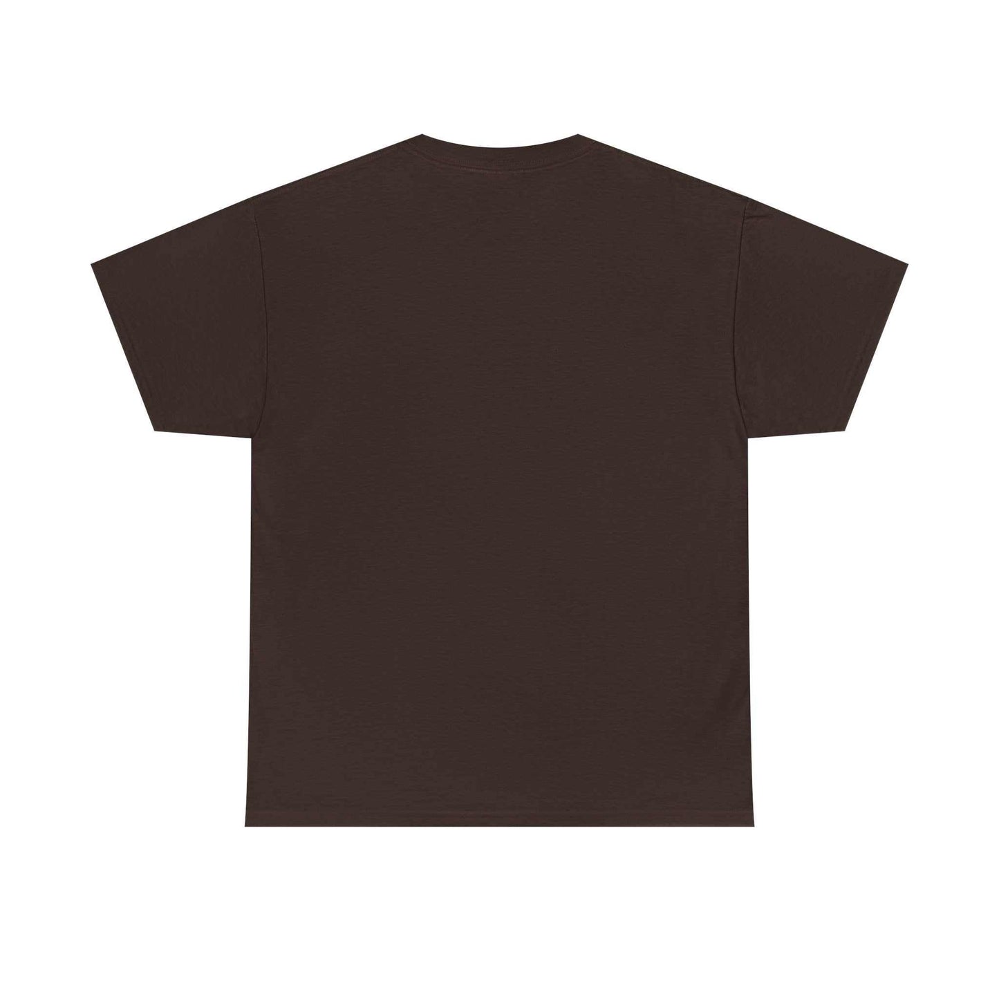 Unisex heavy cotton tee in dark brown, classic fit with durable fabric.