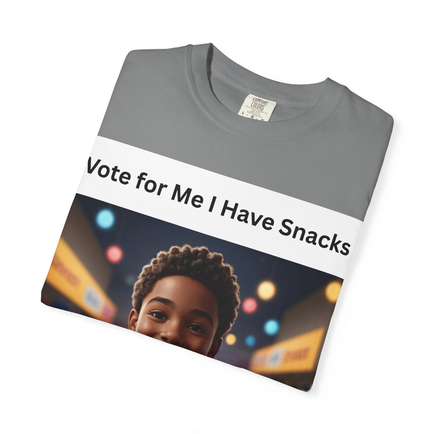 Vote for Me I Have Snacks T-Shirt | Fun Casual Wear, Gift for Snack Lovers, Election Humor Tee, Unisex Graphic Shirt