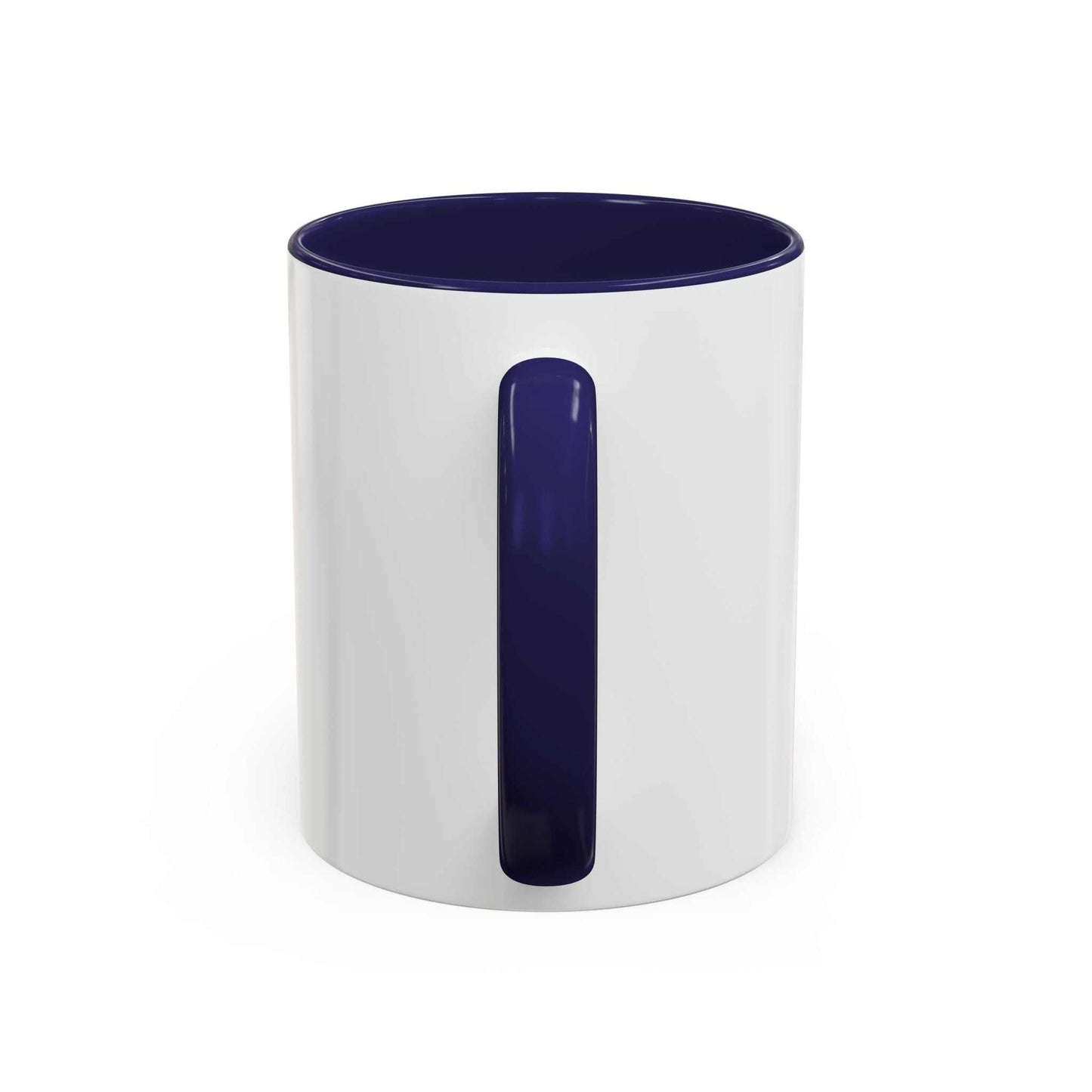 White ceramic coffee mug with colored interior and handle, 11oz size, "dog Dad" design.