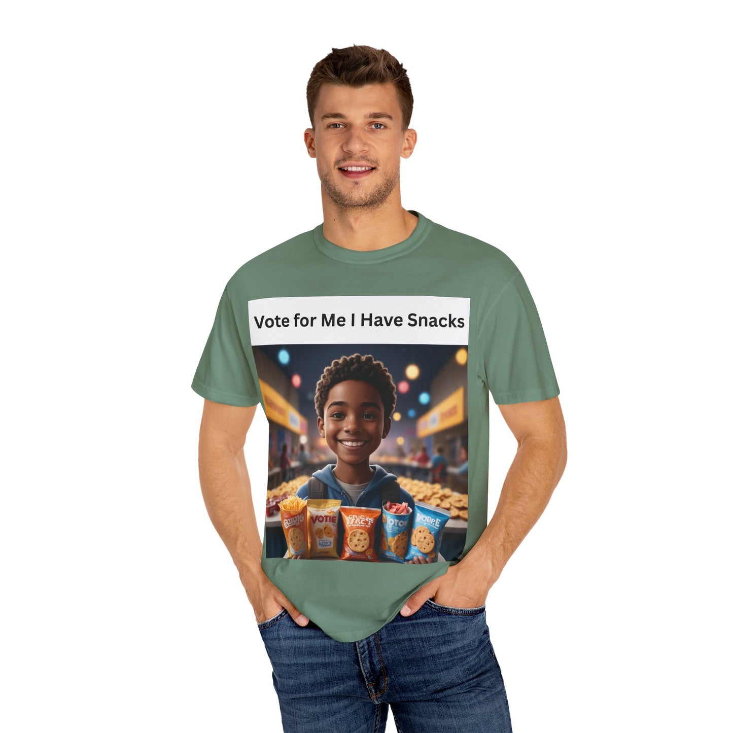 Vote for Me I Have Snacks T-Shirt | Fun Casual Wear, Gift for Snack Lovers, Election Humor Tee, Unisex Graphic Shirt