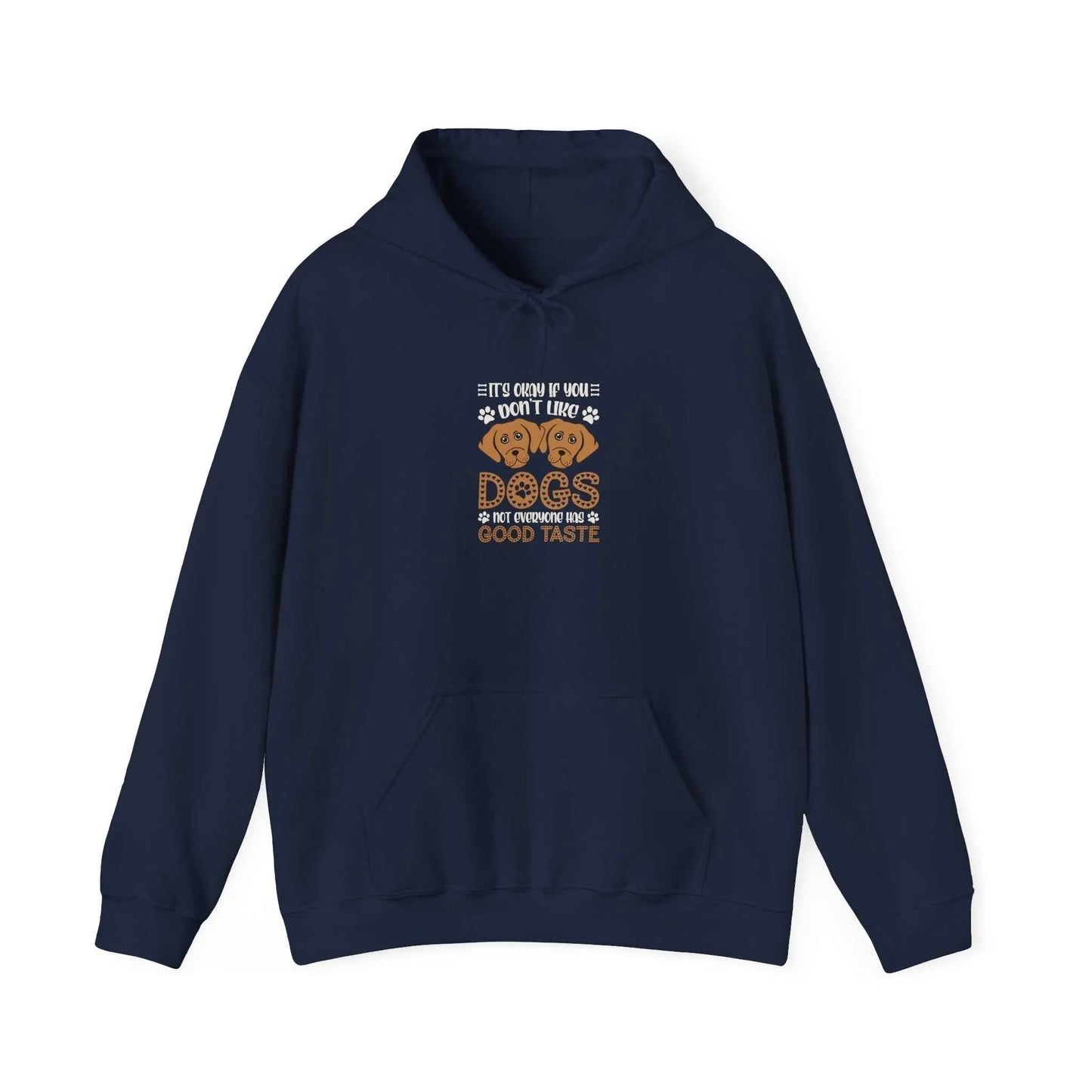 Unisex "Don't Like Dogs" hoodie featuring playful text and graphic, made of cozy cotton-polyester blend with a kangaroo pocket and color-matched drawstring.
