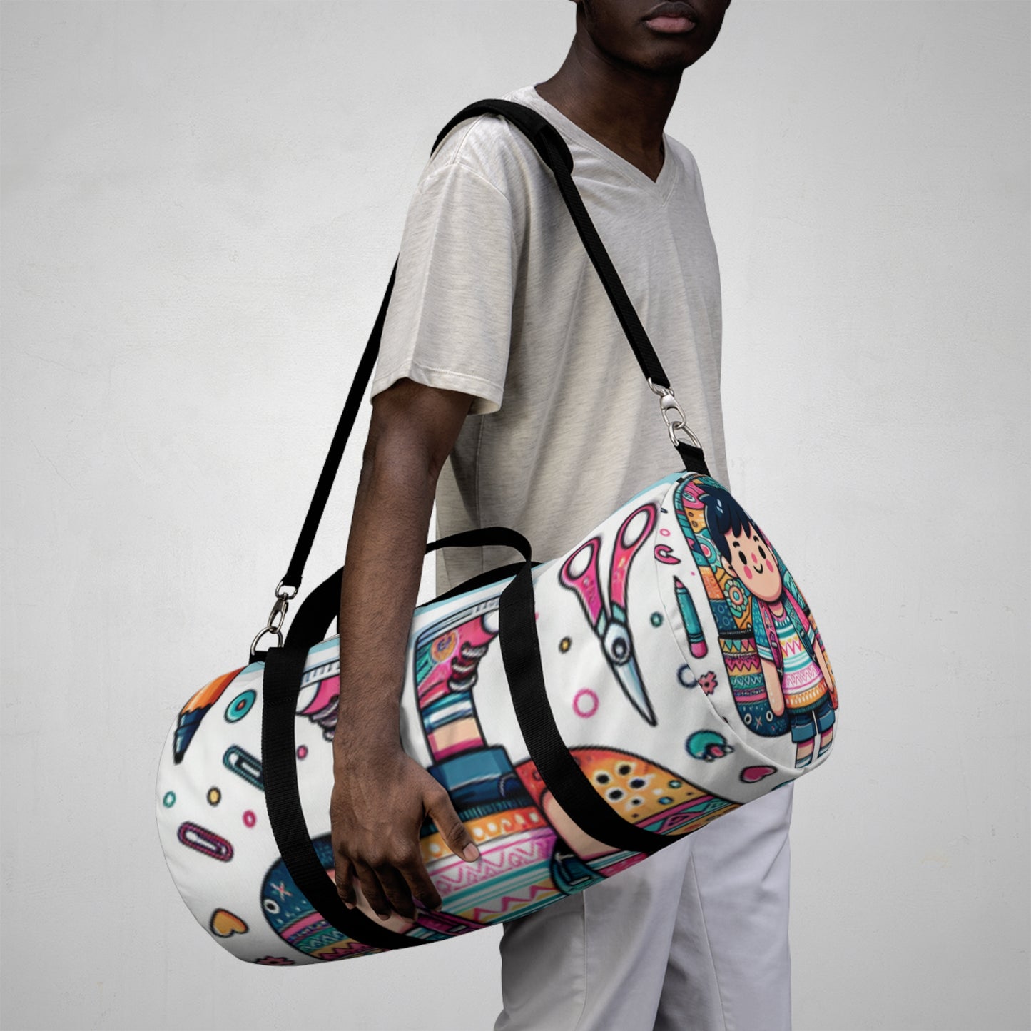 Cute Cartoon Duffel Bag, Gym Tote, Travel Luggage, Sports Bag, Weekender Bag, Fun Design