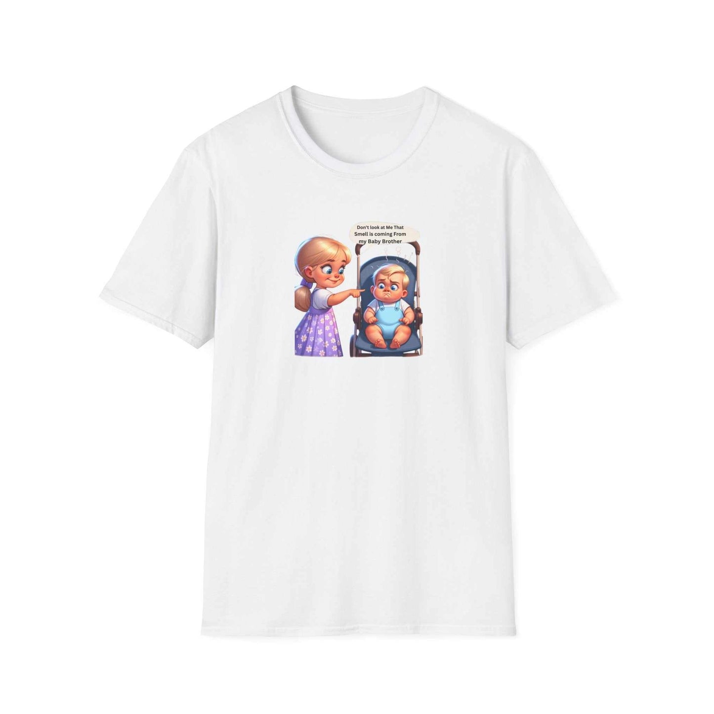 Unisex Softstyle T-Shirt with Cartoon Graphic, 100% Cotton, Durable and Comfortable Design.