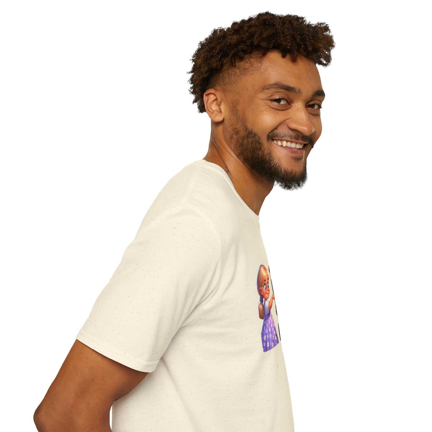 Unisex Softstyle T-Shirt with printed design, made from soft, ethically sourced cotton blend for comfort and durability.