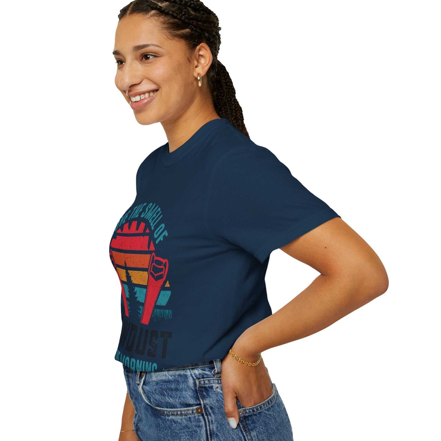 Unisex Garment-Dyed T-shirt in navy blue by Comfort Colors 1717, featuring a relaxed fit and soft-washed fabric.