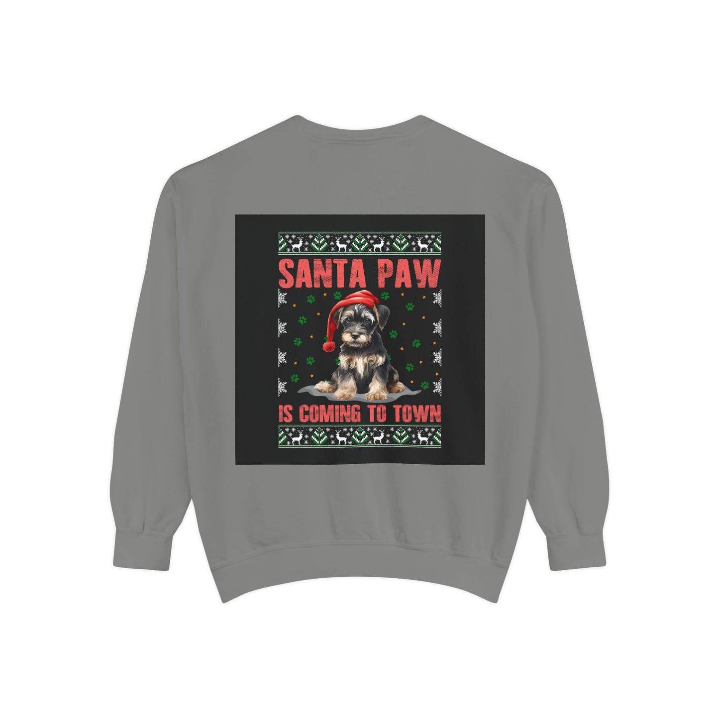 Santa Paw Unisex Garment-Dyed Sweatshirt, Cozy Holiday Gift, Dog Lover Apparel, Christmas Sweatshirt, Comfortable Layering