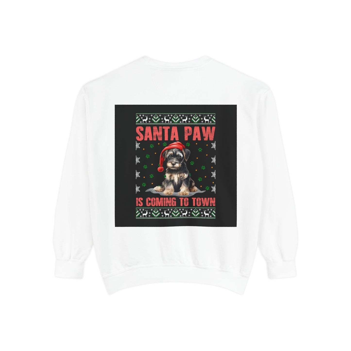Santa Paw Unisex Garment-Dyed Sweatshirt, Cozy Holiday Gift, Dog Lover Apparel, Christmas Sweatshirt, Comfortable Layering