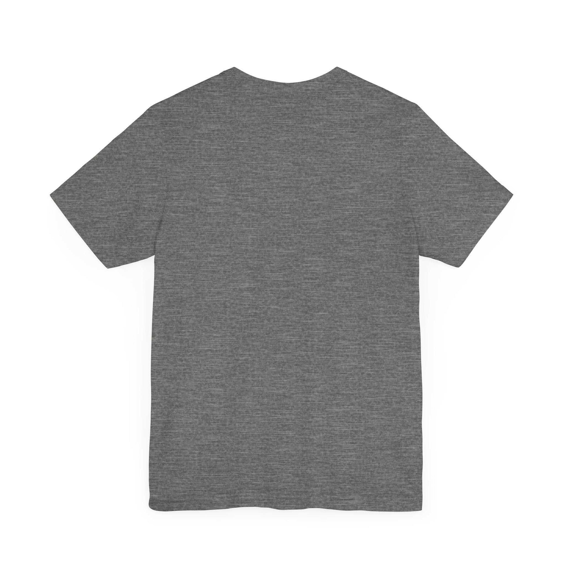 Unisex jersey short sleeve tee in heather gray, featuring a classic fit and soft cotton fabric.