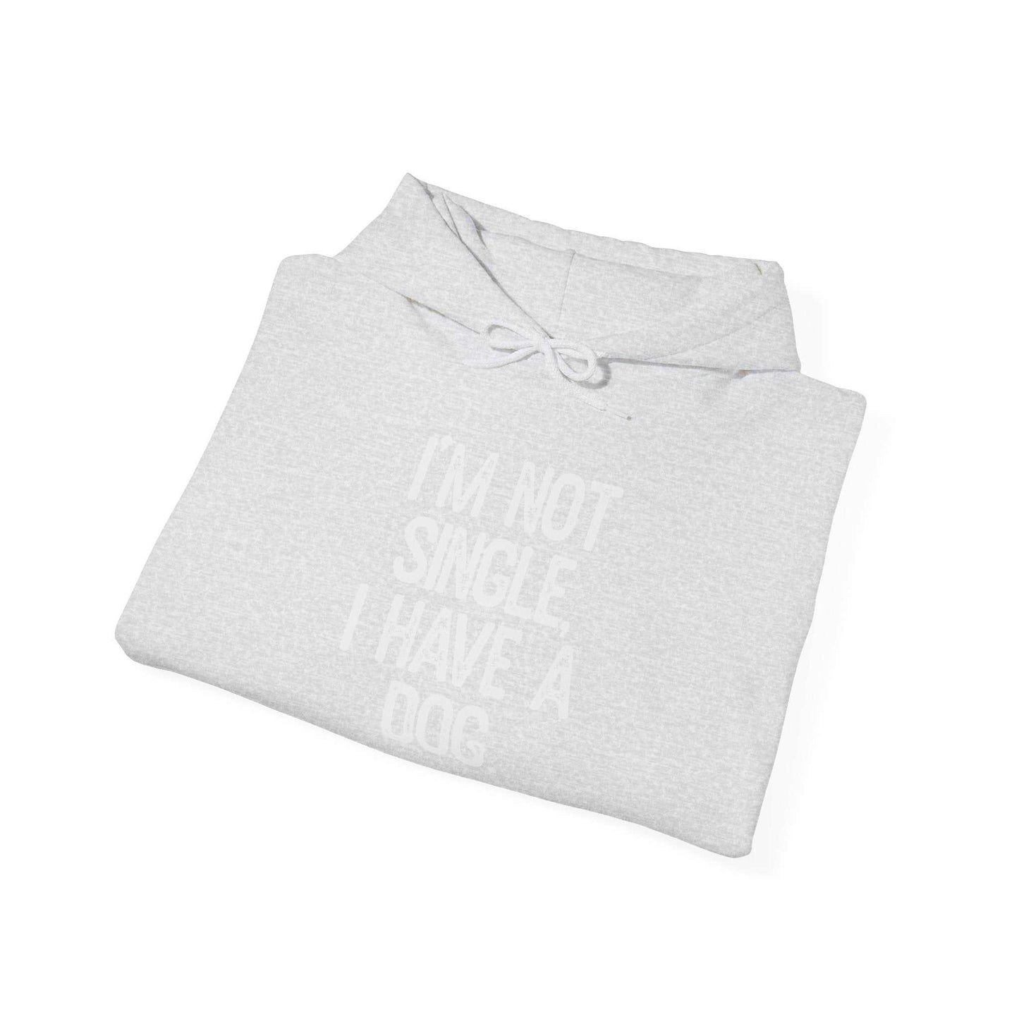 Unisex heavy cotton hoodie with kangaroo pocket and matching drawstring, folded.