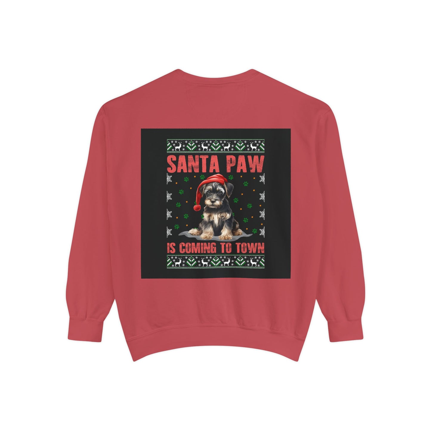 Santa Paw Unisex Garment-Dyed Sweatshirt, Cozy Holiday Gift, Dog Lover Apparel, Christmas Sweatshirt, Comfortable Layering