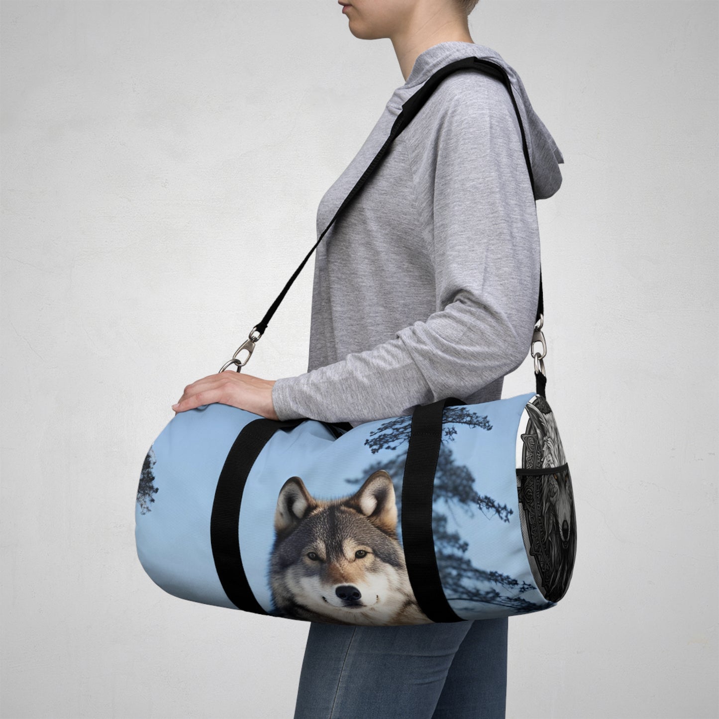 Wolf Print Duffel Bag, Travel Bag, Gym Bag, Weekend Bag, Pet Lover Gift, Wilderness Adventure Gear