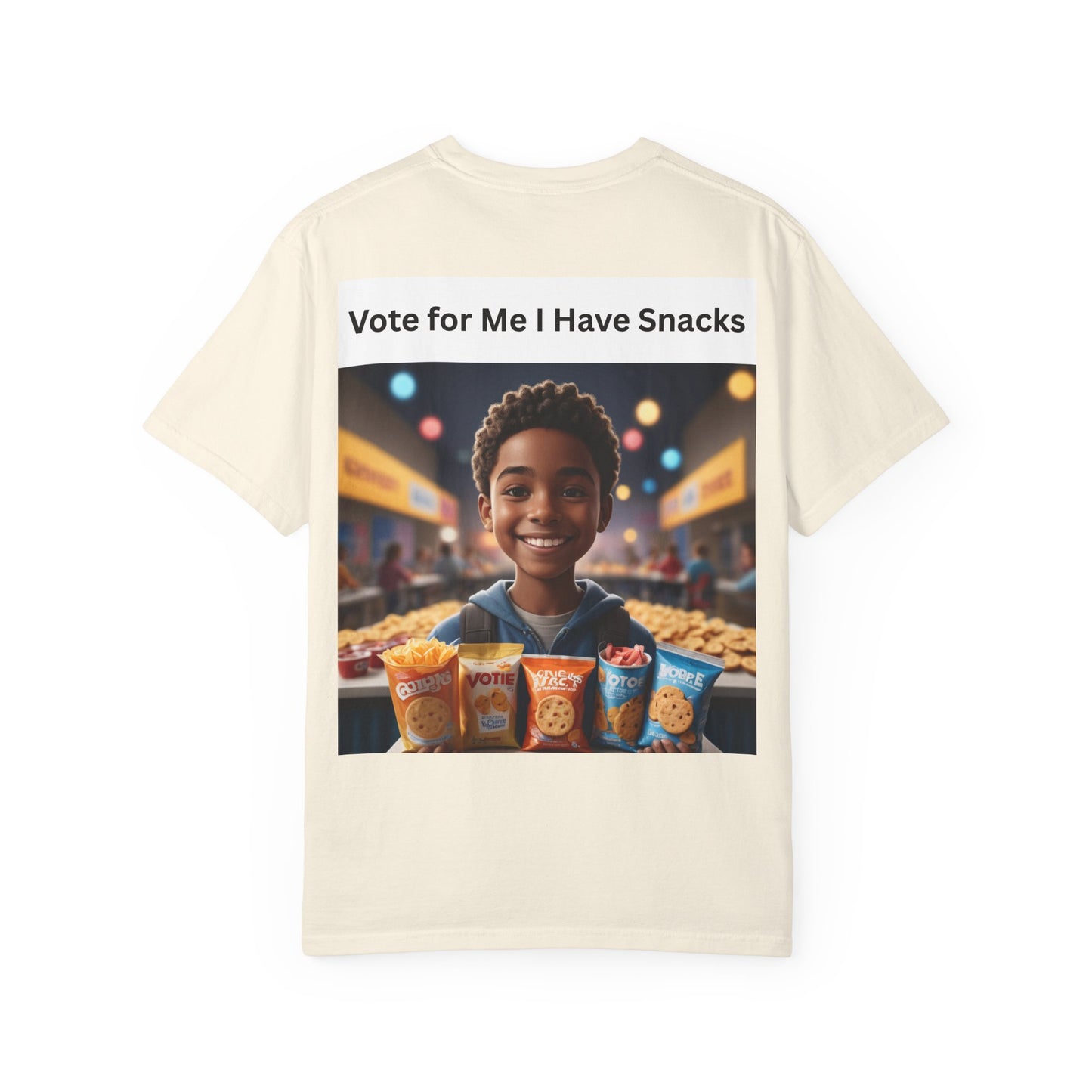 Vote for Me I Have Snacks T-Shirt | Fun Casual Wear, Gift for Snack Lovers, Election Humor Tee, Unisex Graphic Shirt