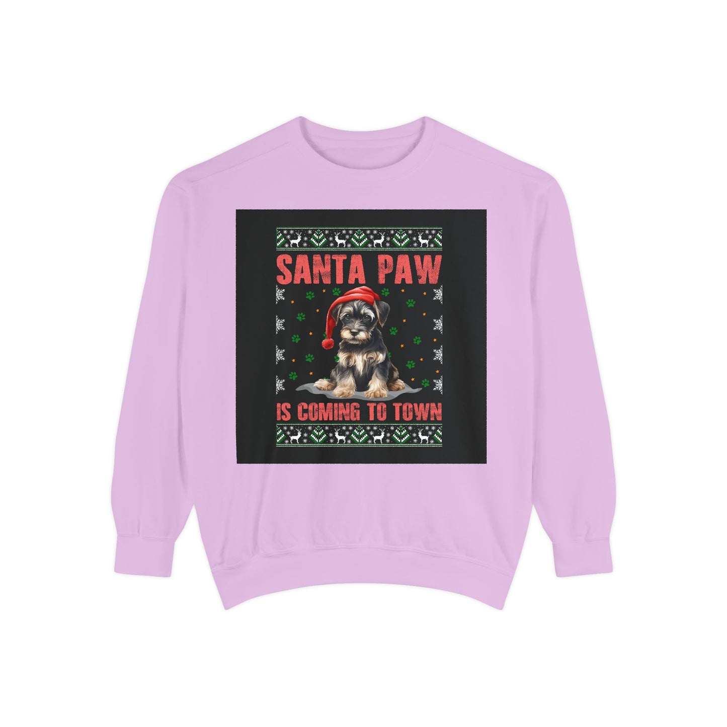 Santa Paw Unisex Garment-Dyed Sweatshirt, Cozy Holiday Gift, Dog Lover Apparel, Christmas Sweatshirt, Comfortable Layering