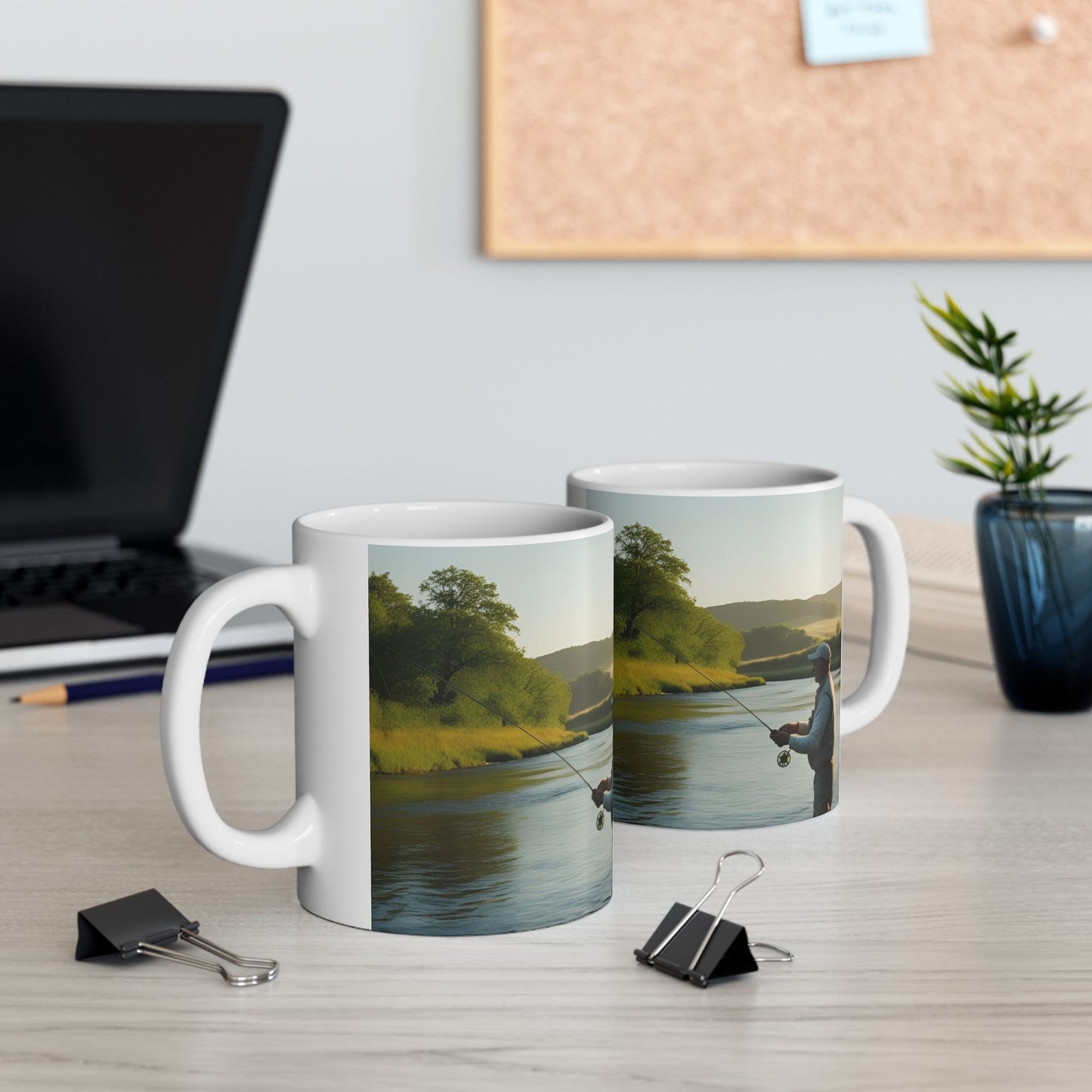 Fishing Scene Ceramic Mug - Perfect Gift for Anglers & Nature Lovers